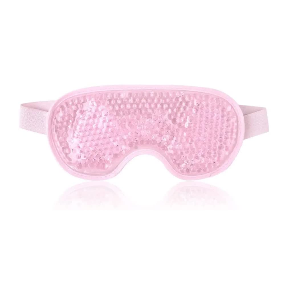 NEWGO Cooling Gel Eye Mask - Reusable Pink Ice Pack for Puffy Eyes, Dark Circles, Migraine Relief