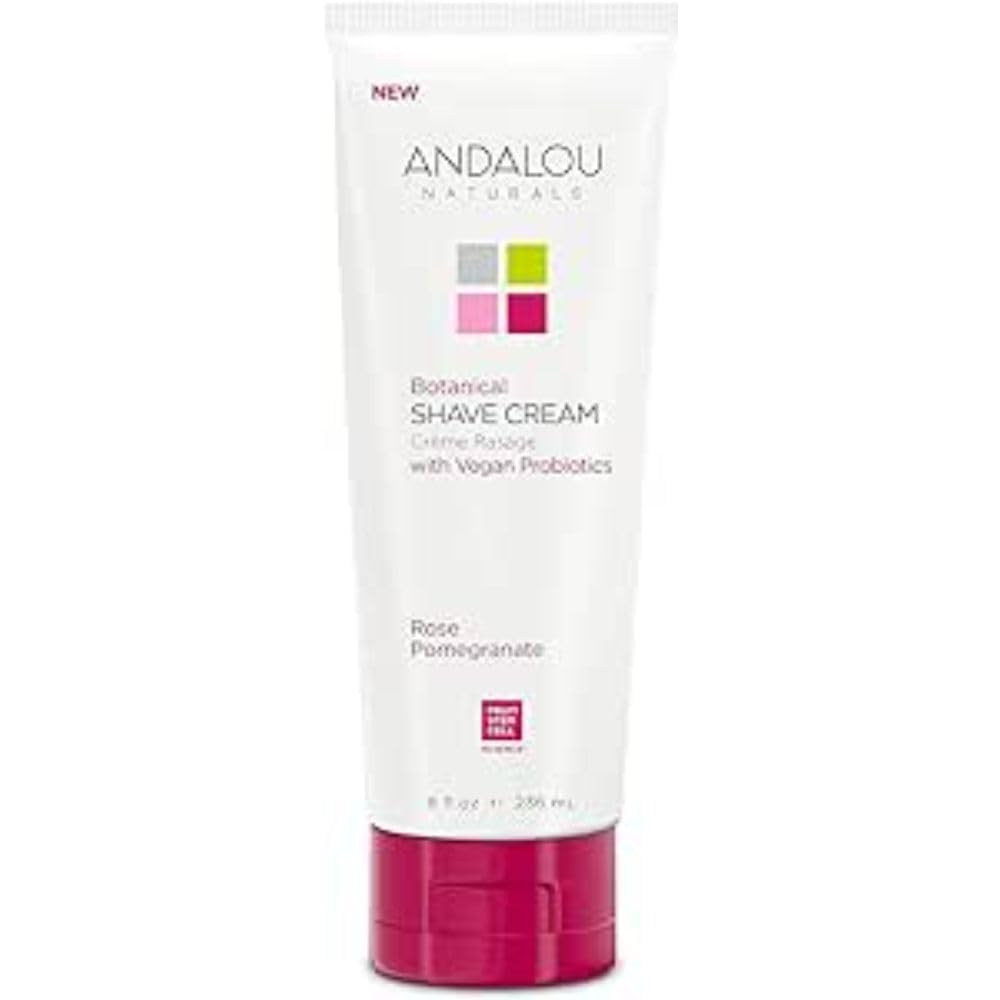 Andalou Naturals Rose Pomegranate Shave Cream, 8 Oz - Botanical & Hydrating Shaving Formula