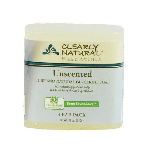 Clearly Natural Unscented Glycerine Bar Soap, 4 Ounce (Pack Of 3), White