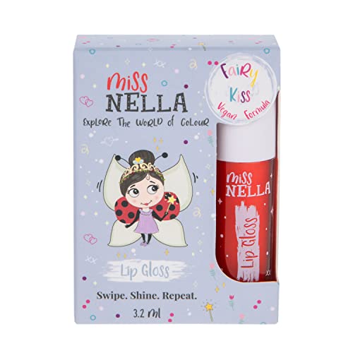 Miss Nella Fairy Kiss Lip Gloss, Hydrating Red Kids Lip Gloss, Watermelon Scent, 0.11 Fl Oz