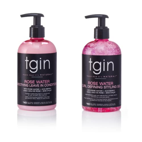 Tgin Rose Water Leave-In Conditioner & Styling Gel Set For Curly Hair - 13 Oz