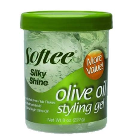 Softee Silky Shine Olive Oil Styling Gel - 8 Oz Clear Hair Gel For Smooth, Shiny Styles