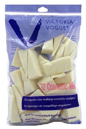 Victoria Vogue 32 Count Cosmetic Wedges - Regular Size Rubber Makeup Applicators (6 Pack)