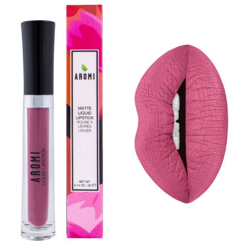 Aromi Pink Rosette Matte Liquid Lipstick - Smudge Proof, Long-Lasting, Vegan & Cruelty-Free 0.14