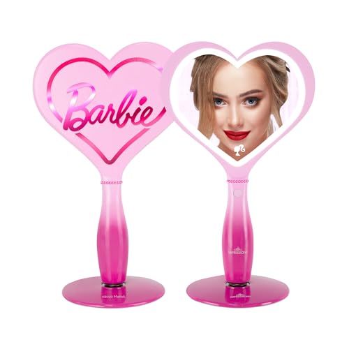 Impressions Vanity Barbie Led Handheld Makeup Mirror - Pink, Adjustable Brightness, Portable