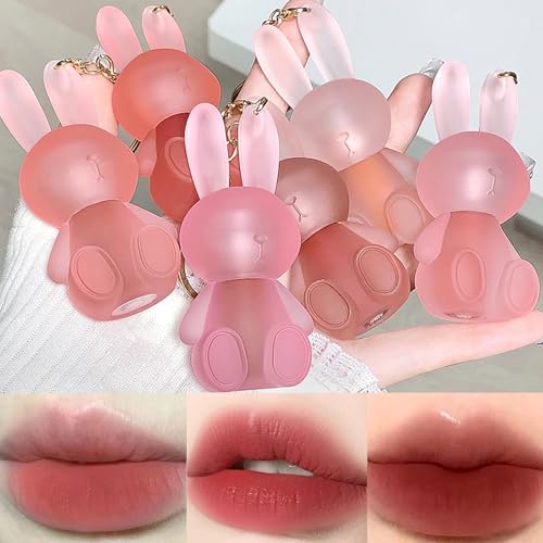 Lucknest 6 Colors Velvet Matte Liquid Lipstick Set - Waterproof 2-In-1 Key Chain Lip Gloss