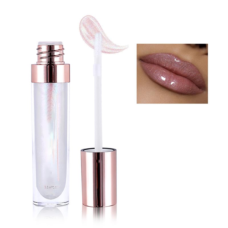 Easilydays Glitter Lip Gloss - Shimmer Liquid Holographic, Long Wear Waterproof, 1.02 Oz