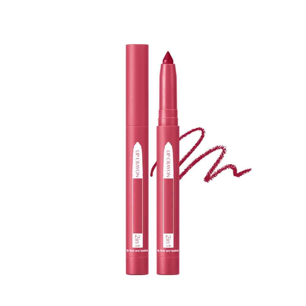 Fovcos 2-In-1 Lip Crayon & Lip Liner Pencil - Matte Lipstick #8, Beauty Slim Lip Gloss