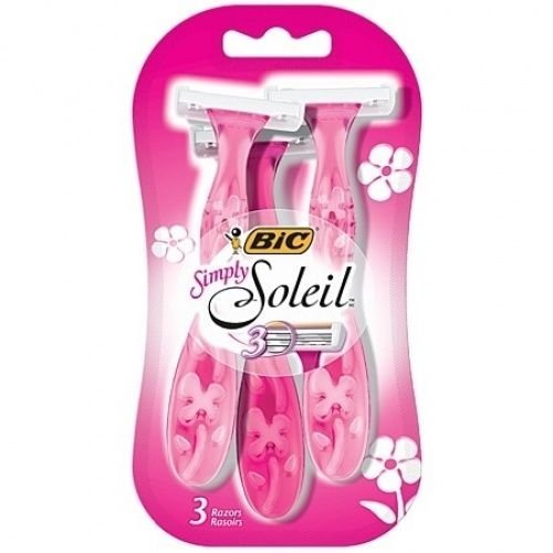 Bic Simply Soleil Women'S Disposable Razors, 3-Blade, 2 Packs Of 3, White