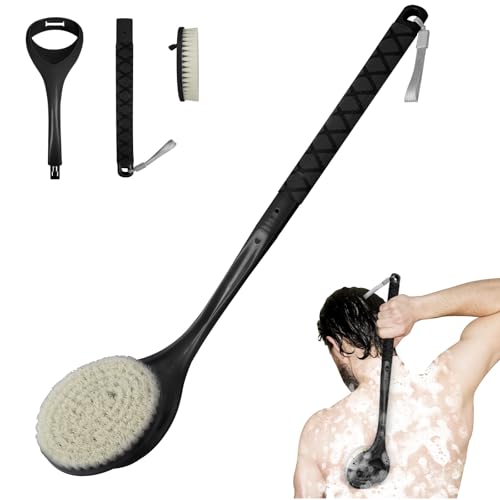 Gobiteli Back Scrubber - 20.4&quot; Detachable Long Handle Body Brush For Deep Clean, Black