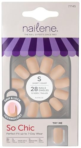 Nailene So Chic Matte Macchiato Artificial Nails – 28 Short Squoval With Glue, Up To 7 Days Wear