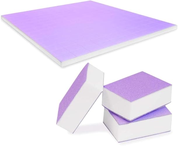 Karlash 80/100 Grit Nail Buffer Block File - 150pc Purple, 2 Sided Emery Nail Tools