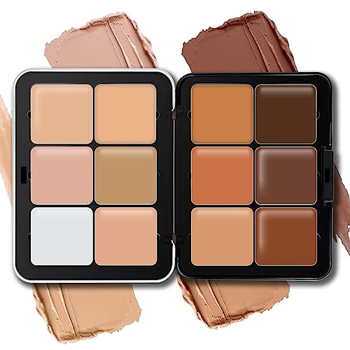 Hosaily 12 Colors Cream Concealer Palette - Long-Wearing Full Coverage Makeup For Contour & Highlight