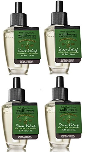 Bath & Body Works Eucalyptus Spearmint Wallflowers Aromatherapy Refills - 4 Bulbs