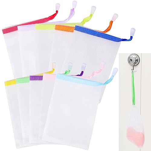 Mozeat Lens 10 Pcs Exfoliating Soap Saver Bags, Drawstring Mesh Pouches For Bath & Shower