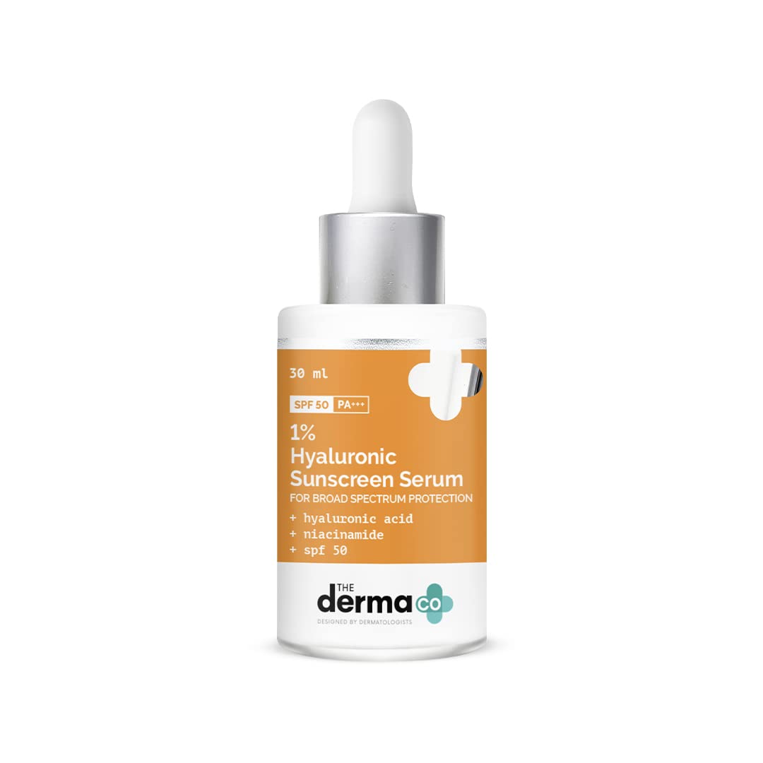 The Derma Co 1% Hyaluronic Acid Sunscreen Serum Spf 50 | Lightweight, Non-Greasy, 30Ml