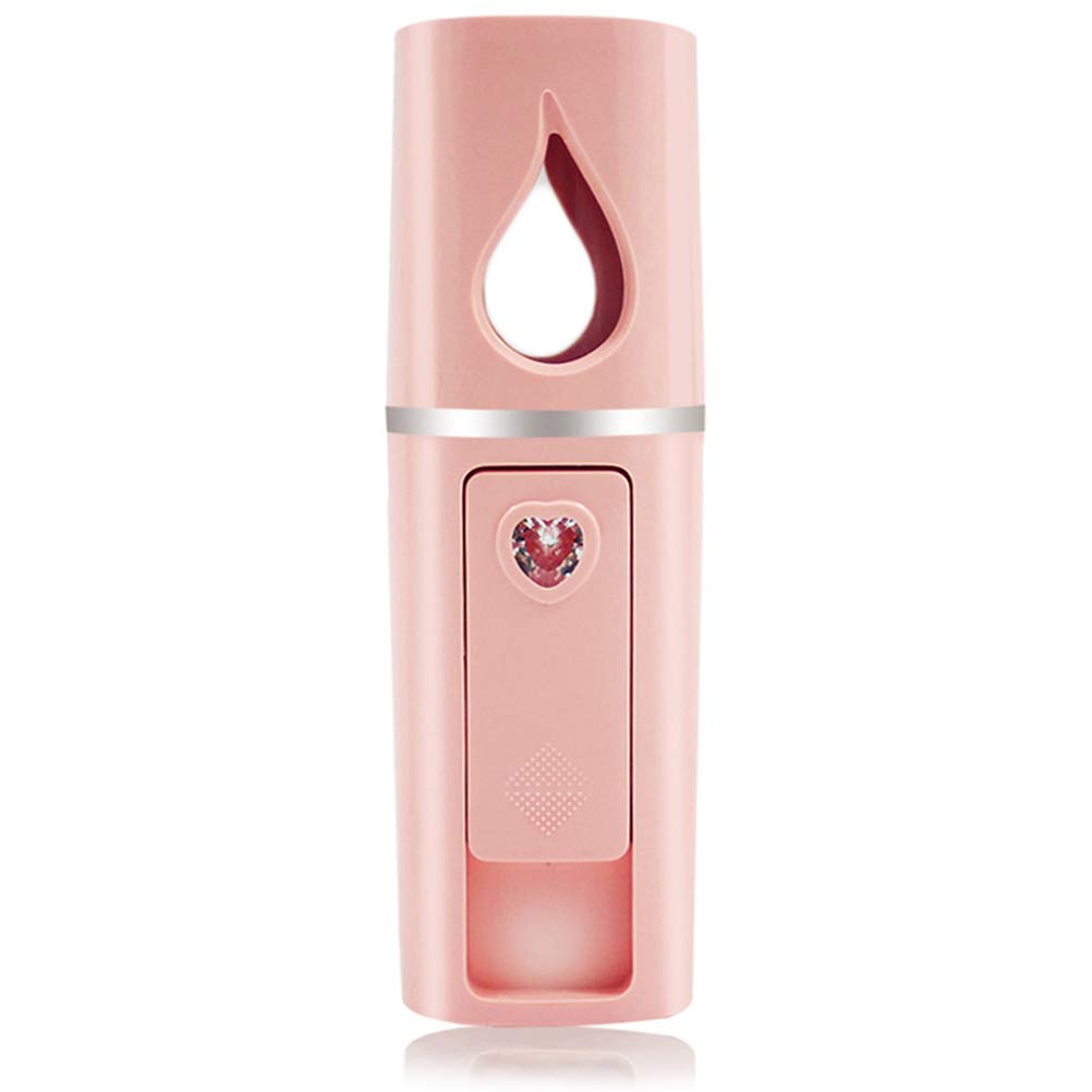 Yunyilan Portable Nano Facial Mister, Mini Facial Steamer & Mirror, Pink, 20Ml Water Tank