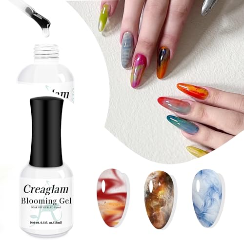 Creaglam Blooming Gel Nail Polish - Marble Clear Blossom Gel For Diy Nail Art - 15Ml