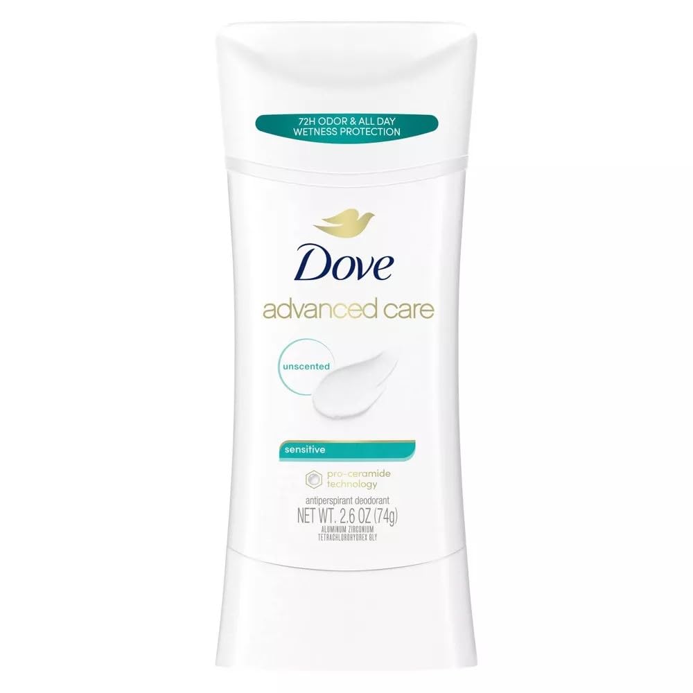 Dove Unscented Deodorant Stick, 2.6 Oz, Anti-Perspirant, 3 Pack - Sensitive Skin