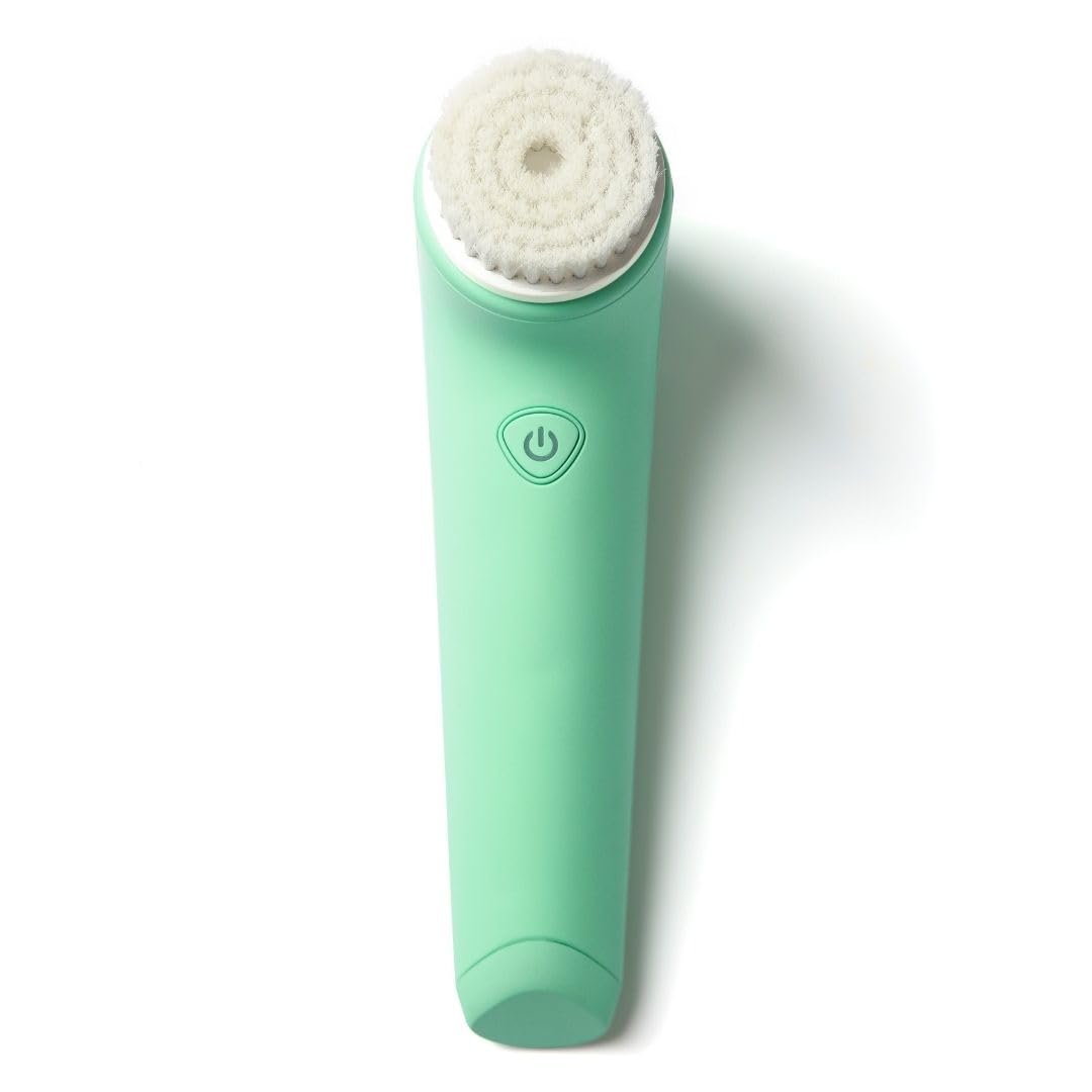 Fancii Green Facial Cleansing Brush With Self Cleaning Station - Rechargeable, Waterproof, 2 Brush Heads