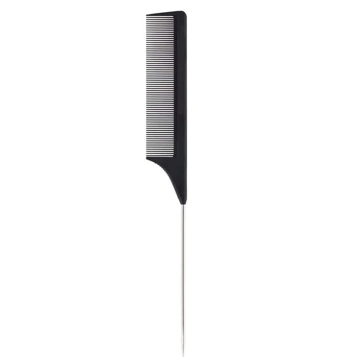 Feel Me Professional Carbon Steel Tail Comb Set - Heat Resistant, Anti-Static, Fine Teeth, Black