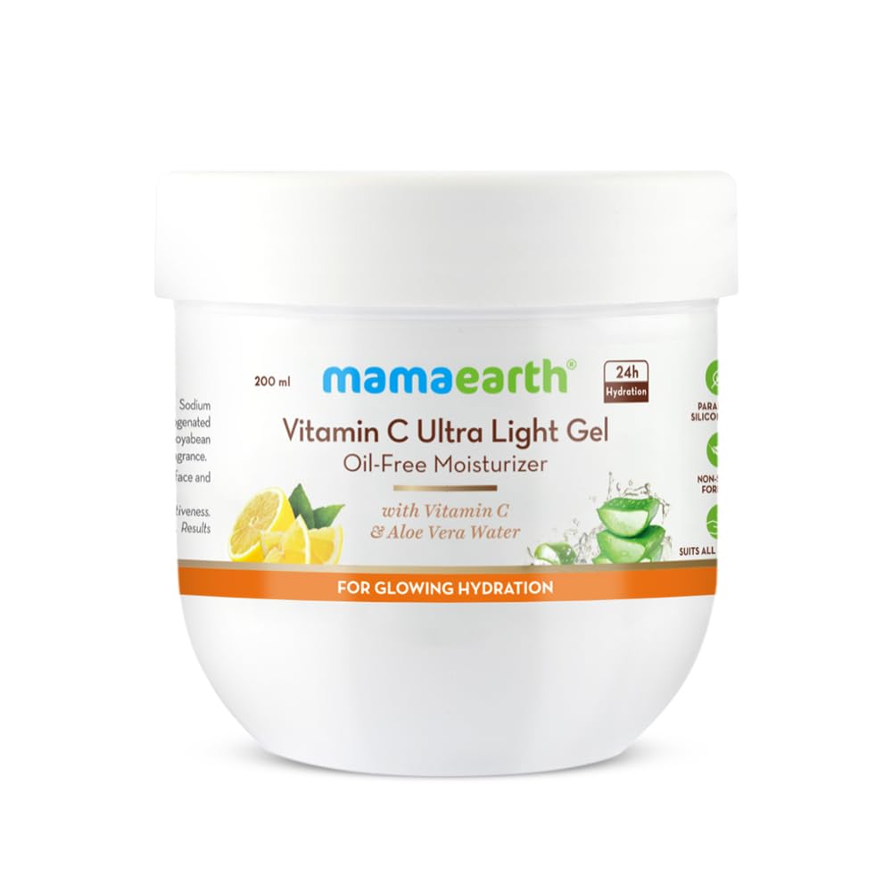 Mamaearth Vitamin C Gel Moisturizer 6.8 Fl Oz - Oil-Free, Hydrating, Reduces Sun Damage