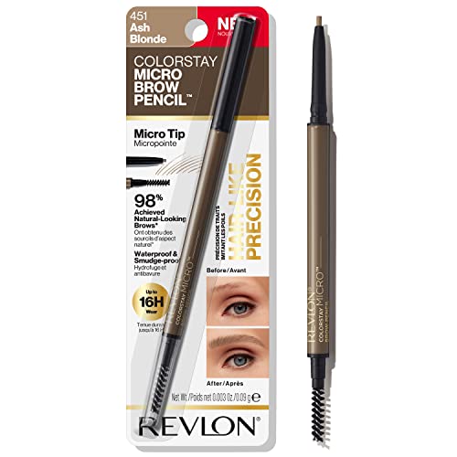 Revlon Colorstay Micro Eyebrow Pencil, Waterproof, Smudgeproof, Ash Blonde, 1 Count