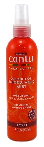 Cantu Coconut Oil Shine & Hold Mist, 8.4 Oz Spray, 2 Pack - Natural Hair Care Solution