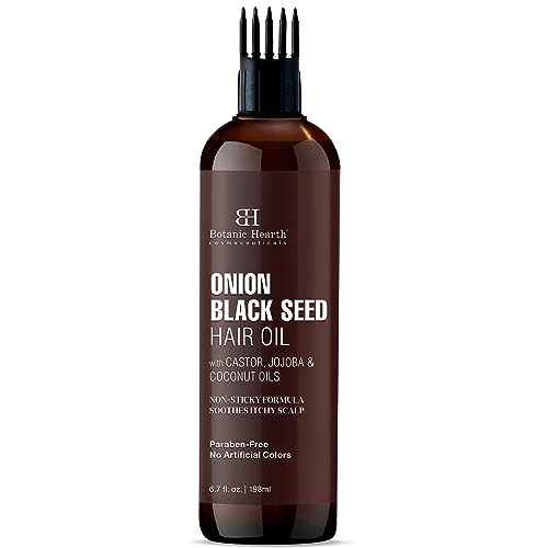 Botanic Hearth Onion Black Seed Hair Oil - Soothes Scalp, Strengthens Hair, 6.7 fl oz