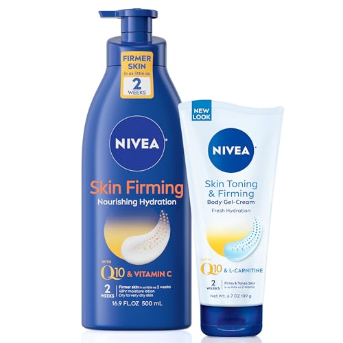 Nivea Skin Firming Body Lotion & Gel Cream Set With Q10 & Vitamin C, 23.6 Fl Oz Total