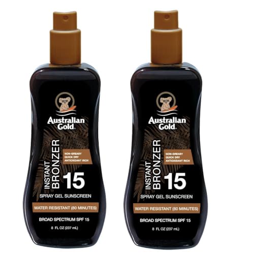 Australian Gold Spf 15 Spray Gel Bronzer, 16 Fl Oz, Sunscreen Gel, Pack Of 2