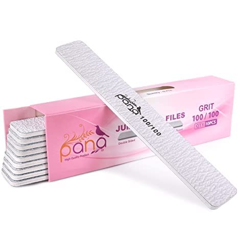 Pana 10Pcs Jumbo Zebra Nail Files, 100/100 Grit Emery Board For Manicure & Pedicure