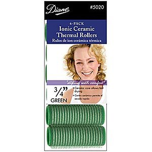 Diane Ionic Ceramic Thermal Self Grip Rollers, Green - 1 Count Pack