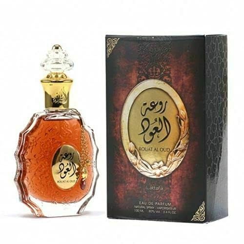 Lattafa Rouat Al Oud Eau de Parfum Spray for Unisex, 3.4 Fl Oz - Rich Oud Fragrance, Long-Lasting Scent