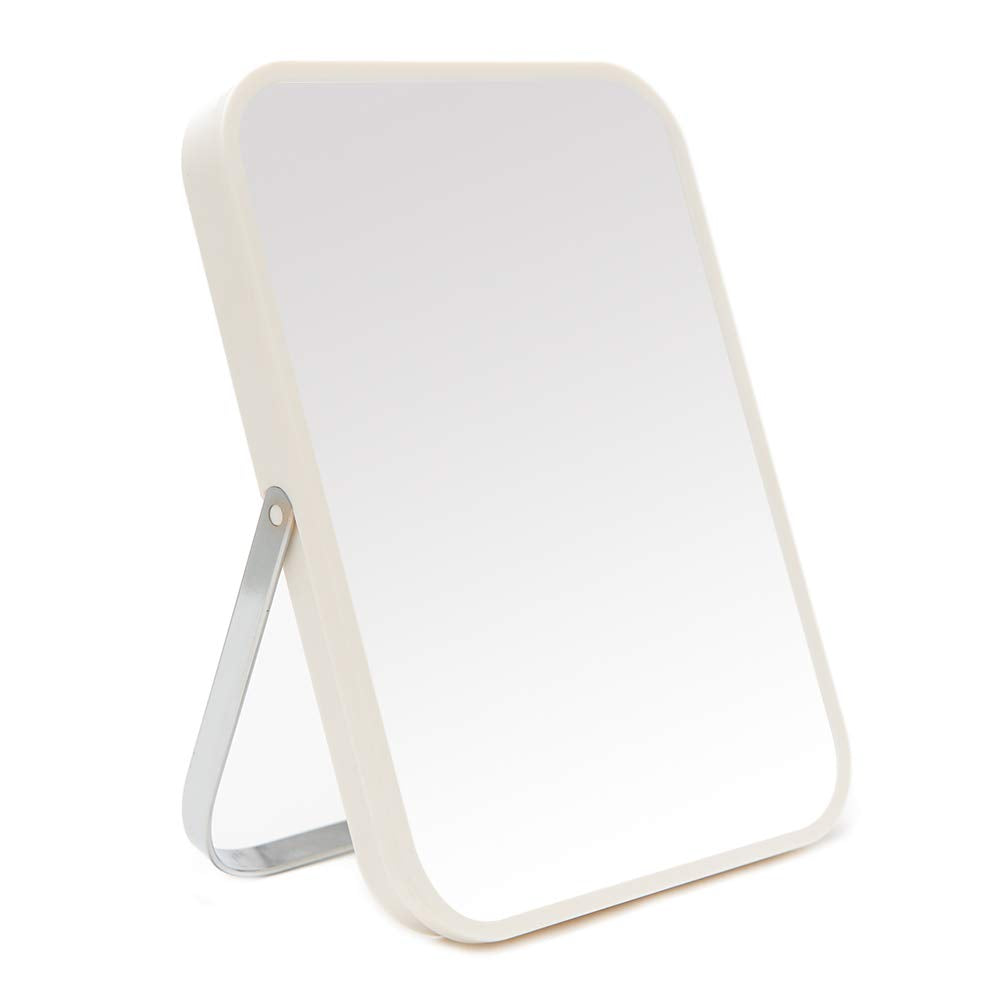 Yeake 8-Inch Portable Folding Makeup Mirror With Adjustable Stand - Milk White