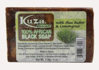 Kuza Naturals African Black Soap With Shea Butter & Lemongrass - 4Oz