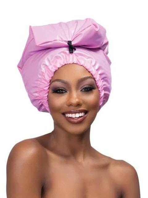 Esha Girl Waterproof Shower Cap For Extra Long Hair, Braids & Locs - Snug Fit, Black