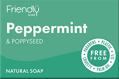 Friendly Soap Natural Handmade Peppermint & Poppy Seed Soap - 95G, Eco-Friendly Cleanser