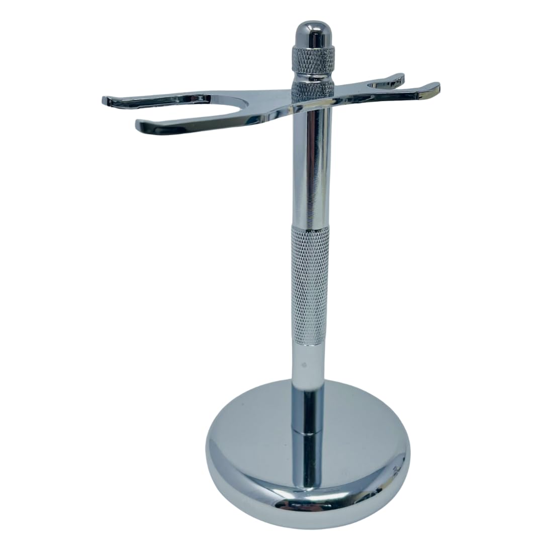 G.B.S Chrome Shaving Stand - Unbreakable Textured Design For 3 & 5 Blade Razors And Brushes