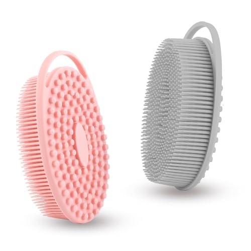 Bsofing Silicone Body Scrubber - Exfoliating Loofah & Shampoo Brush For Sensitive Skin, 2 Pcs