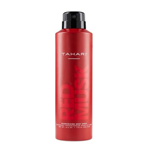 Tahari Red Musk Deodorizing Body Spray For Men, 6 Oz - Long-Lasting Fragrance