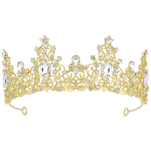 Didder Baroque Gold Crown Tiara for Women & Girls - Perfect for Weddings, Parties & Occasions