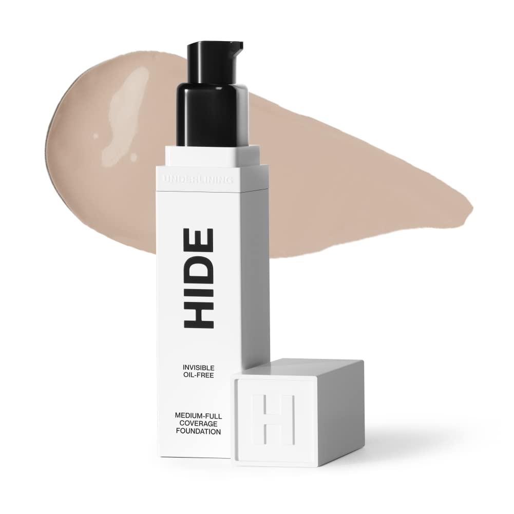 Hide Premium Liquid Foundation, Waterproof, Medium/Full Coverage, Oil Free - Linen, 1 Fl. Oz.