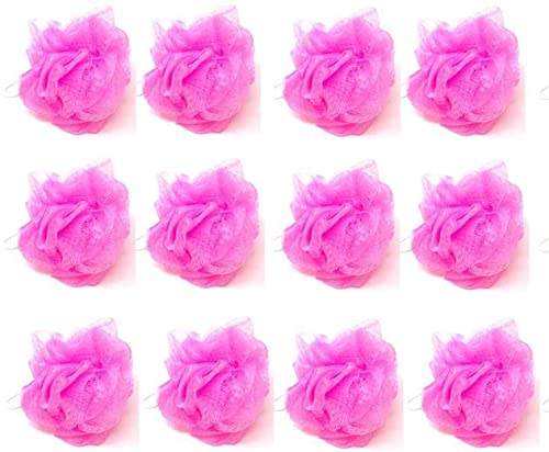 Loofah Lord 12 Pink Bath Shower Sponge Loofahs Mesh Pouf - Bulk Lot For Spa & Home Use