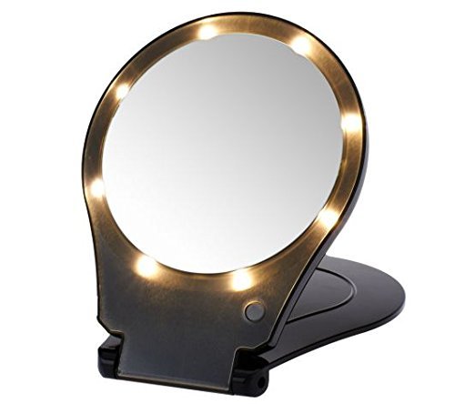 Floxite 5X Lighted Travel Mirror - 360 Degree Rotating Design, Black Home & Travel Essential