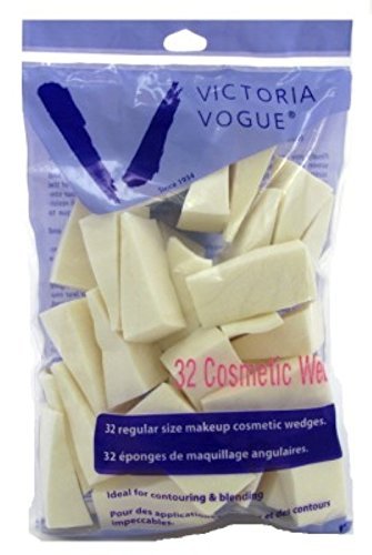 Victoria Vogue Cosmetic Wedges - 3 Set, 32 Count Regular Size, Rubber Makeup Applicators