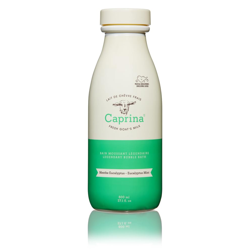 Caprina By Canus Eucalyptus Mint Bubble Bath With Goat Milk, 27.1 Fl Oz, Moisturizing Soap