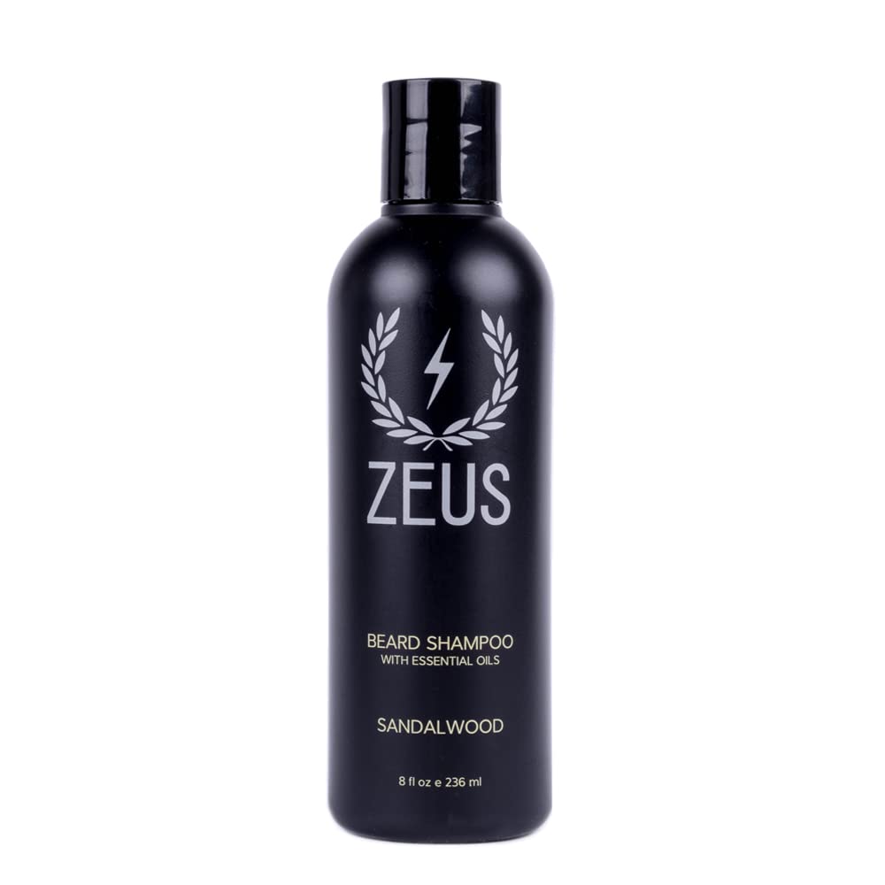 Zeus Beard Shampoo Wash - Green Tea Infused, Softens & Cleanses - 8 Oz Sandalwood, Made In Usa