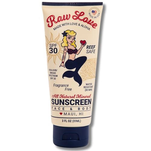 Raw Love Sunscreen Lotion Spf 30 | Mineral, Reef Safe, Water Resistant, Sensitive Skin, 3Oz