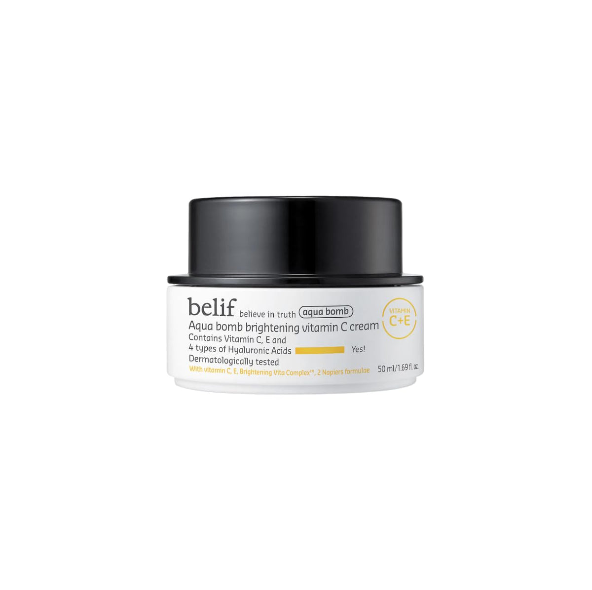 Belif Aqua Bomb Vitamin C Face Cream - Hyaluronic Acid & Vitamin E, 1.69 Fl Oz, Hydrating Moisturizer